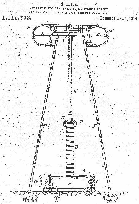 Croquis d'un brevet de Nikola Tesla