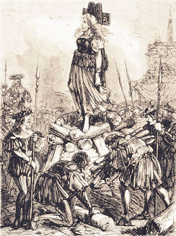 Elisabeth Plainacher sur le bûcher