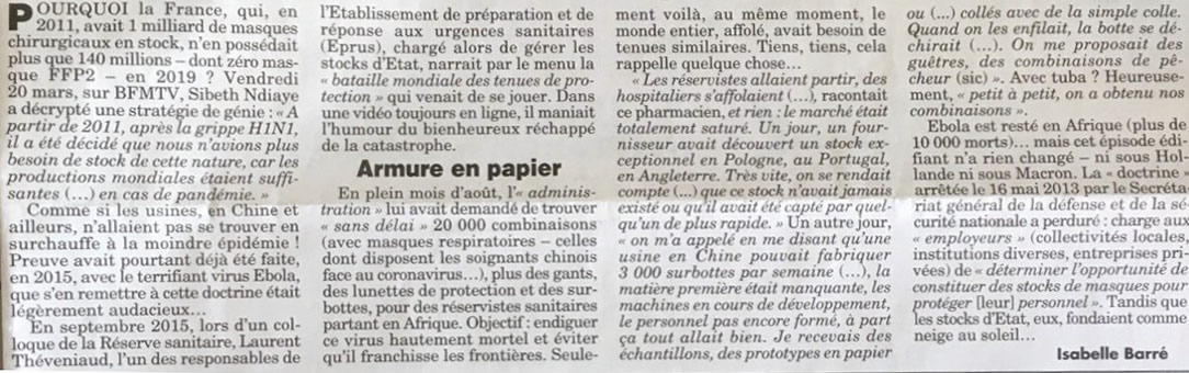 Pourquoi la pénurie de masques